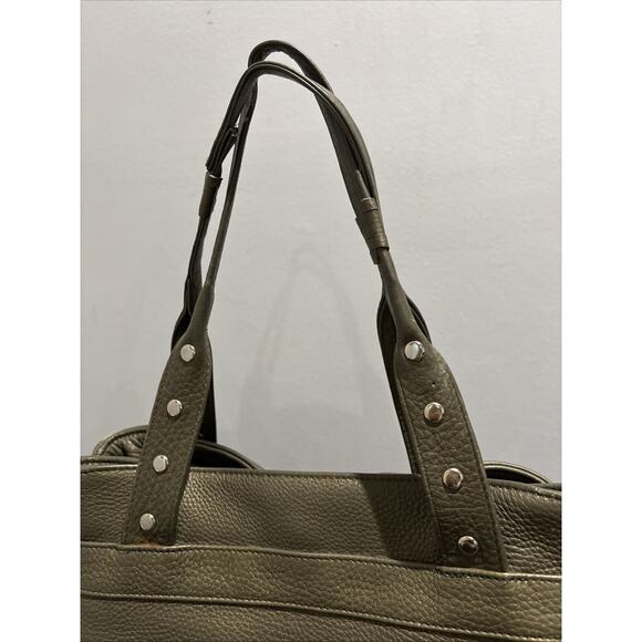 BOTKIER Trigger XL Satchel BIG Shoulder Bag Gold Metallic LEATHER Preowned READ - Picture 5 of 16
